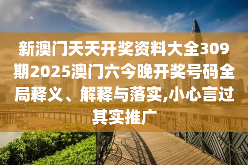 新澳门天天开奖资料大全309期2025澳门六今晚开奖号码全局释义、解释与落实,小心言过其实推广