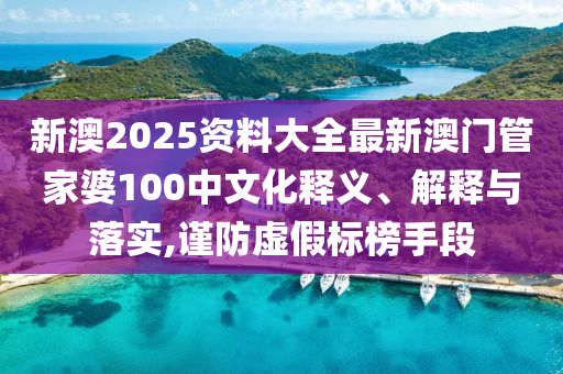 新澳2025资料大全最新澳门管家婆100中文化释义、解释与落实,谨防虚假标榜手段