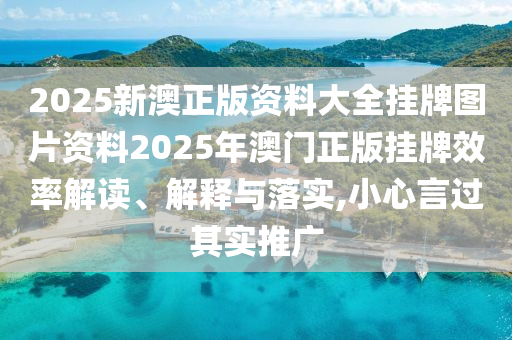 2025新澳正版资料大全挂牌图片资料2025年澳门正版挂牌效率解读、解释与落实,小心言过其实推广