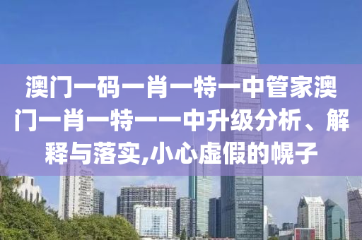 澳门一码一肖一特一中管家澳门一肖一特一一中升级分析、解释与落实,小心虚假的幌子