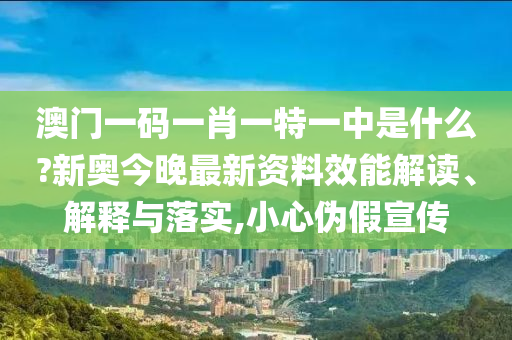 澳门一码一肖一特一中是什么?新奥今晚最新资料效能解读、解释与落实,小心伪假宣传