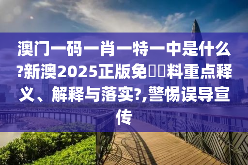 澳门一码一肖一特一中是什么?新澳2025正版免費資料重点释义、解释与落实?,警惕误导宣传
